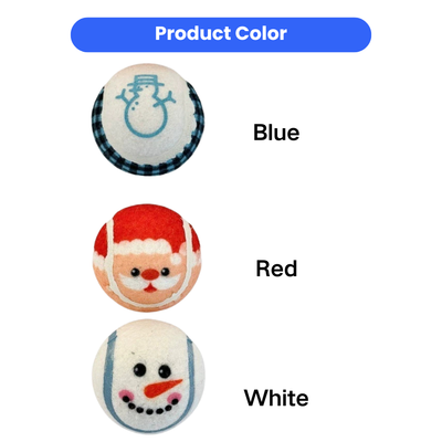 Christmas Felt Dog Toy Balls Color Options Christmas felt dog toy balls in blue red and white holiday designs