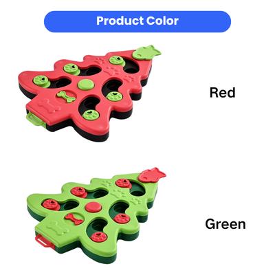 Christmas tree dog puzzle toys available in red and green color options