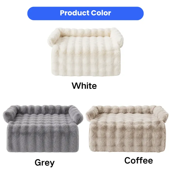 Rabbit plush dog beds available in white grey and coffee color options