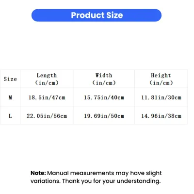 All-season cradle cat bed size chart showing medium and large dimensions in inches and centimeters