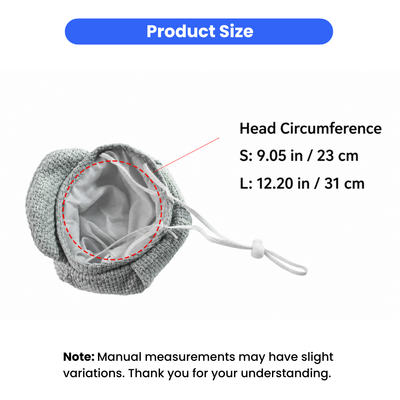 Adjustable Pet Beret Hat Size Guide Pet beret hat size chart showing adjustable head circumference of 9.05 and 12.20 inches