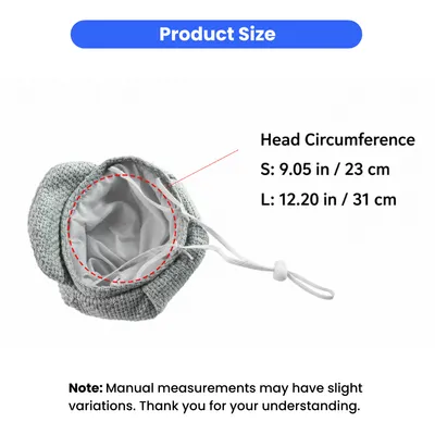 Adjustable Pet Beret Hat Size Guide Pet beret hat size chart showing adjustable head circumference of 9.05 and 12.20 inches