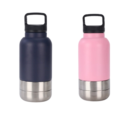 Blue and Pink 3-in-1 Dog Travel Water Bottles blue and pink portable dog water bottles with stainless steel detachable bowls and carrying handles