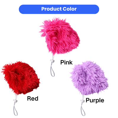 Fluffy pet costume wigs for cats available in pink red and purple colors