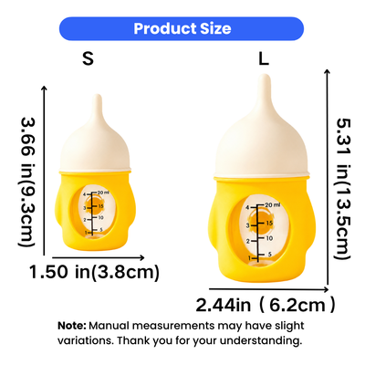Anti-Choking Pet Feeding Bottle Size Guide Anti-choking pet feeding bottle size chart with small and large bottles for kittens and puppies