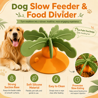 Palm Tree Dog Slow Feeder Food Divider Palm tree dog slow feeder with suction base, soft silicone material and easy-clean design