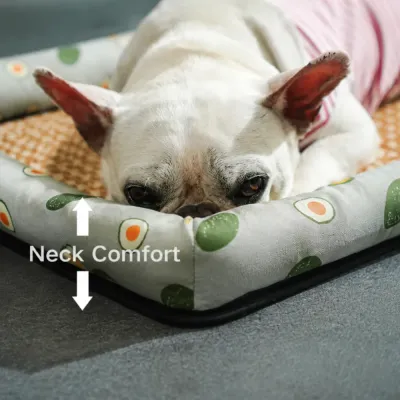 Soft Raised Edge Dog Bed for Neck Support and Comfort Soft raised edge dog bed providing neck support and comfortable resting position for dogs