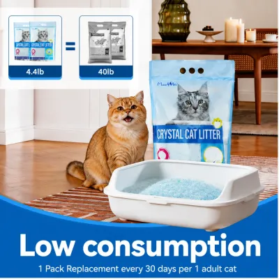 Low Consumption Crystal Cat Litter Lasts Up to 30 Days cat using crystal cat litter box with low consumption silica litter lasting up to 30 days