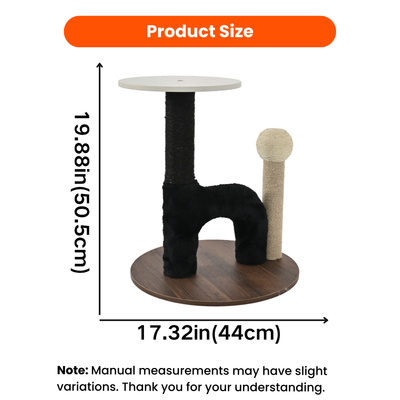 Compact Cat Tree Size 17.32 x 19.88 Inches Compact cat tree measuring 17.32 inches wide and 19.88 inches high with scratching posts and top perch
