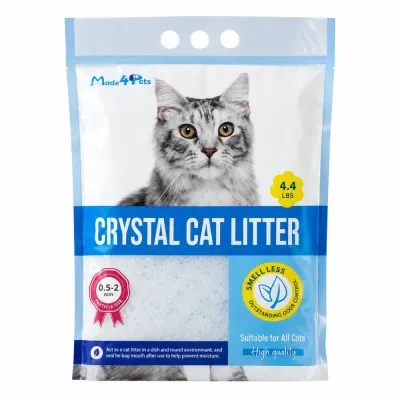 Silica Crystal Cat Litter 4.4 lbs Odor Control Formula 4.4 lbs silica crystal cat litter bag with odor control and small particle size for cats