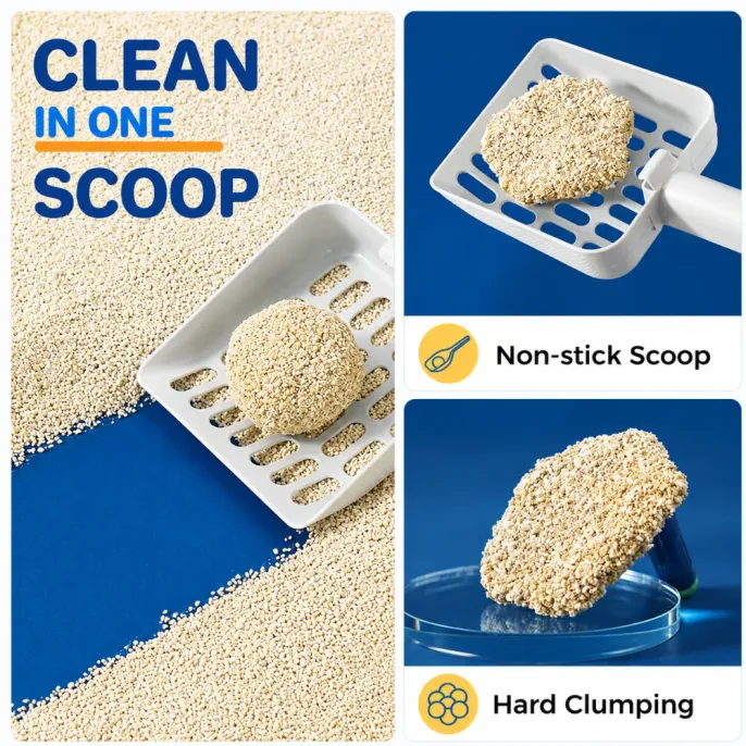 Hard Clumping Cat Litter for Easy Scooping Hard clumping mixed cat litter forming firm non-stick clumps for easy one-scoop cleaning