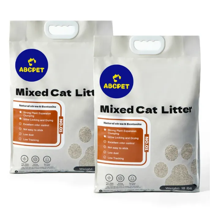 Mixed Straw and Bentonite Cat Litter 18 lb Bag 18 lb bag of mixed cat litter made with natural straw and bentonite for clumping odor control and low dust