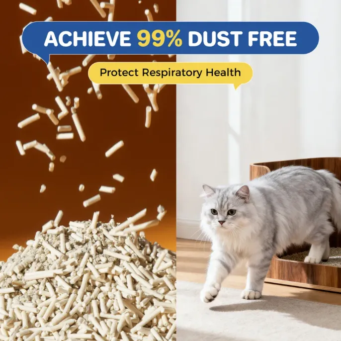 99% Dust Free Mixed Cat Litter Low dust mixed cat litter with straw pellets designed to reduce airborne dust around the litter box