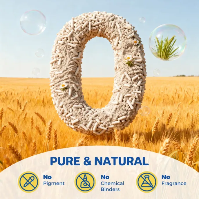 Natural Straw Mixed Cat Litter Natural straw mixed cat litter made without added pigment, chemical binders or fragrance