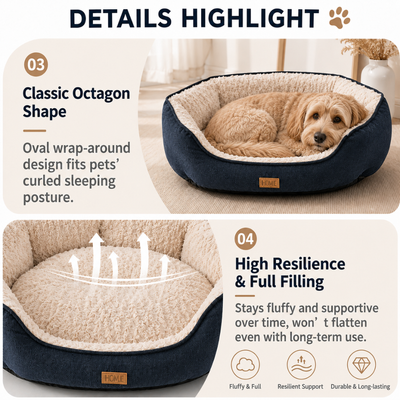 Supportive Plush Bolster Dog Bed Details Plush bolster dog bed featuring raised sides, soft rose plush interior and resilient filling