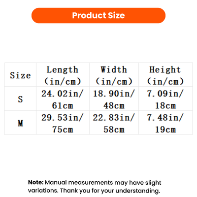 Rose Plush Dog Bed Size Chart Rose plush dog bed size chart with S 24.02 x 18.90 x 7.09 in and M 29.53 x 22.83 x 7.48 in