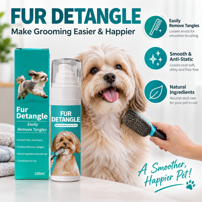 Pet Fur Detangler Spray for Smooth Tangle Free Coats Pet fur detangler spray for dogs and cats helps remove tangles reduce static and keep coats smooth and soft