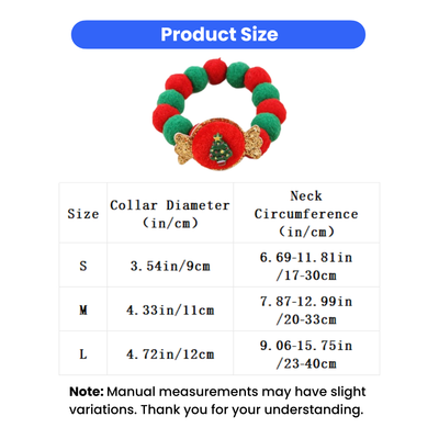 Christmas Cat Collar Size Guide S M L Christmas cat collar size chart with S M L sizes and adjustable neck circumference measurements