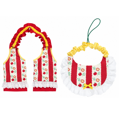 Christmas Dog Knee Pads and Drool Bib Set White Background Red and white Christmas dog knee pads with matching drool bib displayed on a white background