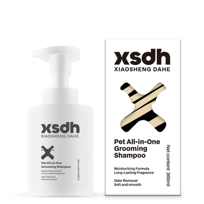 Pet All-in-One Grooming Shampoo with Retail Box 360ml pet all-in-one grooming shampoo with pump bottle and retail packaging for dogs and cats