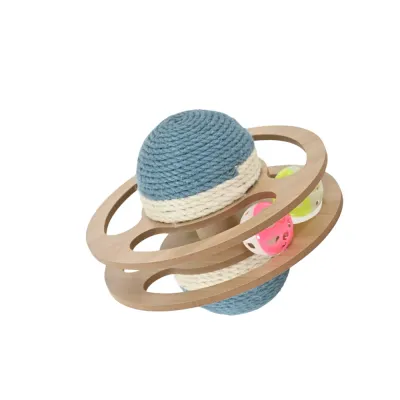 Double Layer Wooden Track Cat Toy for Cats Double-layer wooden track cat toy with sisal ball and rolling bell balls