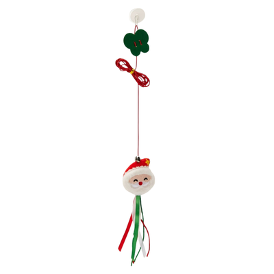 Santa Christmas Hanging Cat Teaser with Suction Cup Santa Christmas hanging cat teaser with suction cup red adjustable cord plush Santa and colorful ribbons