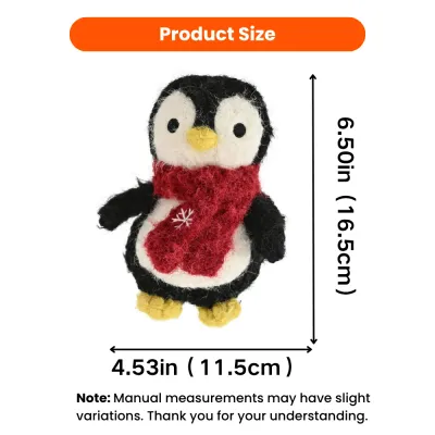 Size chart for Christmas penguin plush dog toy measuring 6.50 inches tall and 4.53 inches wide