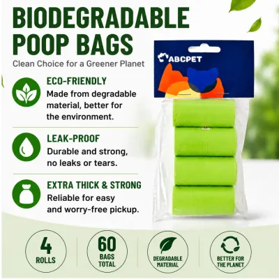 Biodegradable poop bags with leak proof and extra thick design for dogs