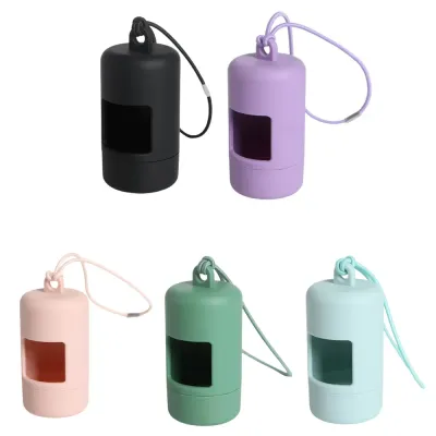 Wholesale dog poop bag holder shown in multiple colors with hanging rope design