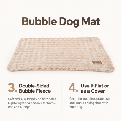 Double Sided Bubble Fleece Dog Mat Features Double sided bubble fleece dog mat for bedding crate car and home use