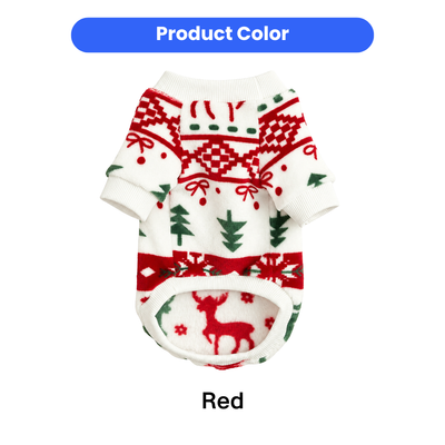 Red Christmas Pet Sweater for Dogs and Cats Red Christmas pet sweater for dogs and cats with reindeer and tree pattern
