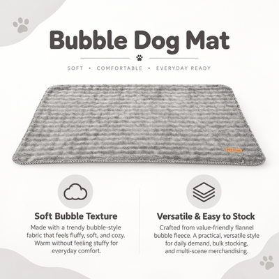 Soft Bubble Texture Dog Mat Features Soft gray bubble dog mat with plush texture and versatile everyday design