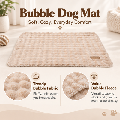 Soft Bubble Fleece Dog Mat Material Features Soft bubble fleece dog mat with fluffy breathable fabric for everyday pet comfort