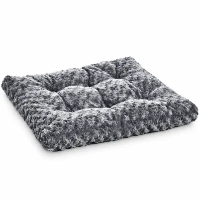 Gray Plush Dog Bed with Soft Tufted Cushion Extra large gray plush dog bed featuring a rectangular shape, raised cushioned edges, and soft tufted fabric on a white background.