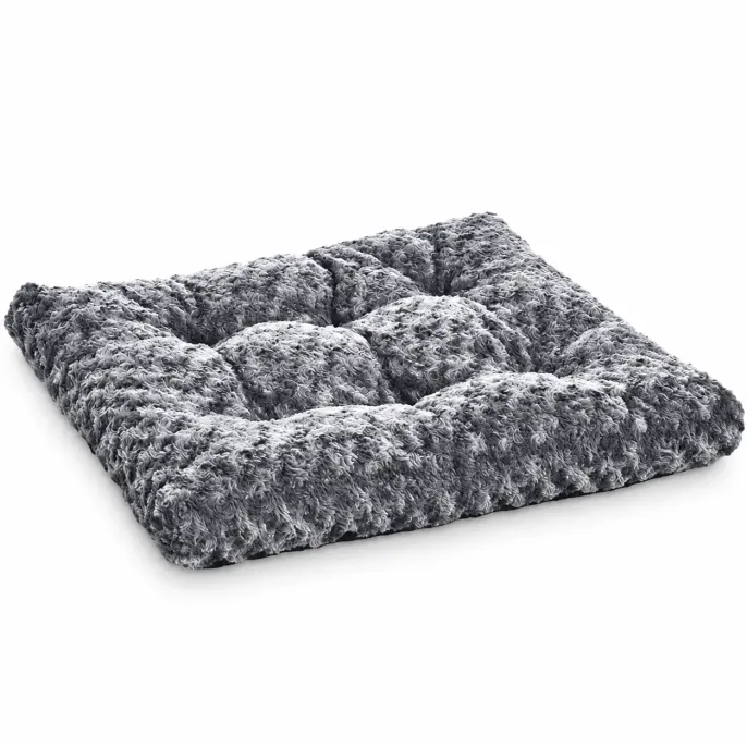 Gray Plush Dog Bed with Soft Tufted Cushion Extra large gray plush dog bed featuring a rectangular shape, raised cushioned edges, and soft tufted fabric on a white background.