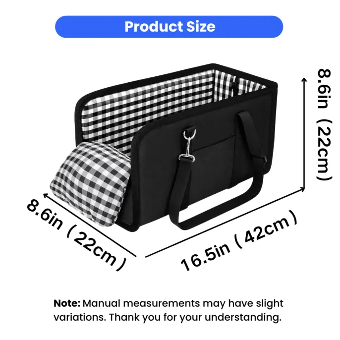 Dog Car Booster Seat Size 42 x 22 x 22 cm Black dog car booster seat dimensions showing 42 cm length, 22 cm width and 22 cm height